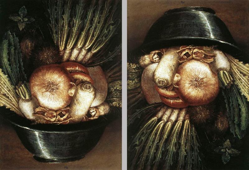 ARCIMBOLDO, Giuseppe Vegetables in a Bowl or The Gardener  dggh oil painting image